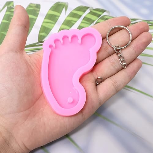 Miniatura 3 de Honbay 2 moldes de silicona en forma de pie 3D con 12 llaveros para decoración de llaves mochila o equipaje