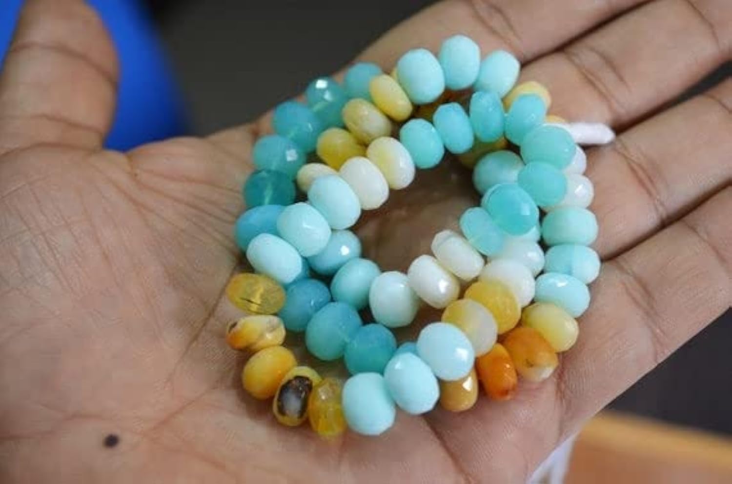 Opal Péruvien rondelle facetté 8,5-10 mm | Pierre fine haut de gamme pour création LKBEADS