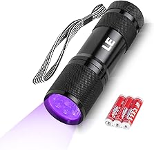 Lepro Linterna Ultravioleta 9 LED, 395nm Linterna UV con Luz Negra, Flashlight para Detectar Manchas de Orina y de Mascota, Billetes, 3*AAA Pilas Incluidas