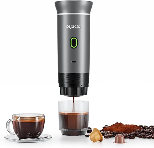 kejector Cafetera portátil para viajes, nano auto, cafetera compatible con café molido y cápsulas para RV, senderismo, camping, oficina, cafetera