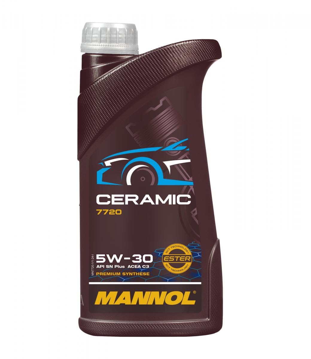 MANNOL 7720 CERAMIC SAE 5W-30 API SN Plus ACEA C3 ACEA C2 FULLY SYNTHETIC ENGINE OIL FOR ALL TYPES OF ENGINES – DIESEL AND PETROL OF CARS IMPORTED FROM GERMANY (1, 1L)
