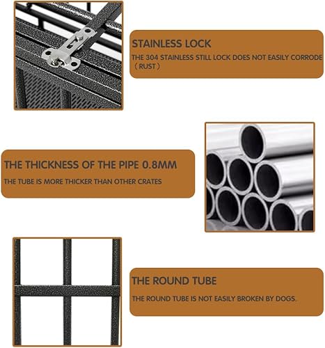 Miniatura 8 de Luckyberry Jaula de perro indestructible extra grande de 42 pulgadas para interiores con ruedas bloqueables para la ansiedad de separación y bandeja