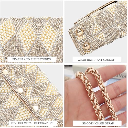 Image of BBTT.ful Pearls and Rhinestones Women's Evening Handbags Shoulder Bags Crossbody Bags for Women Clutch Purse with Chain