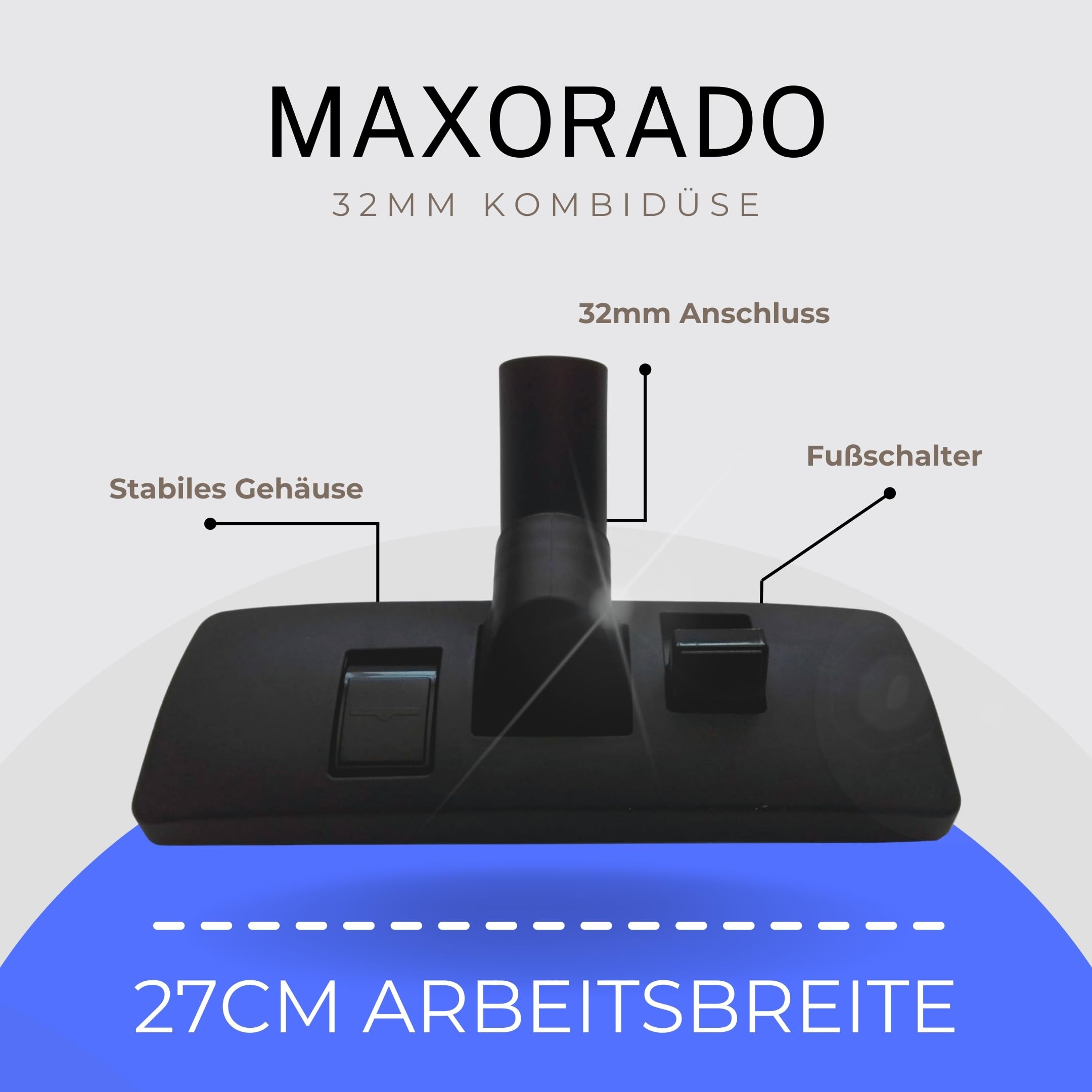 Bocchetta combinata aspirapolvere 32 mm Blueline compatibile con ricambio per AEG Electrolux Kärcher DN32 Privileg Nilfisk Numatic Dirt Devil Philips Fam spazzola per pavimenti 32 mm