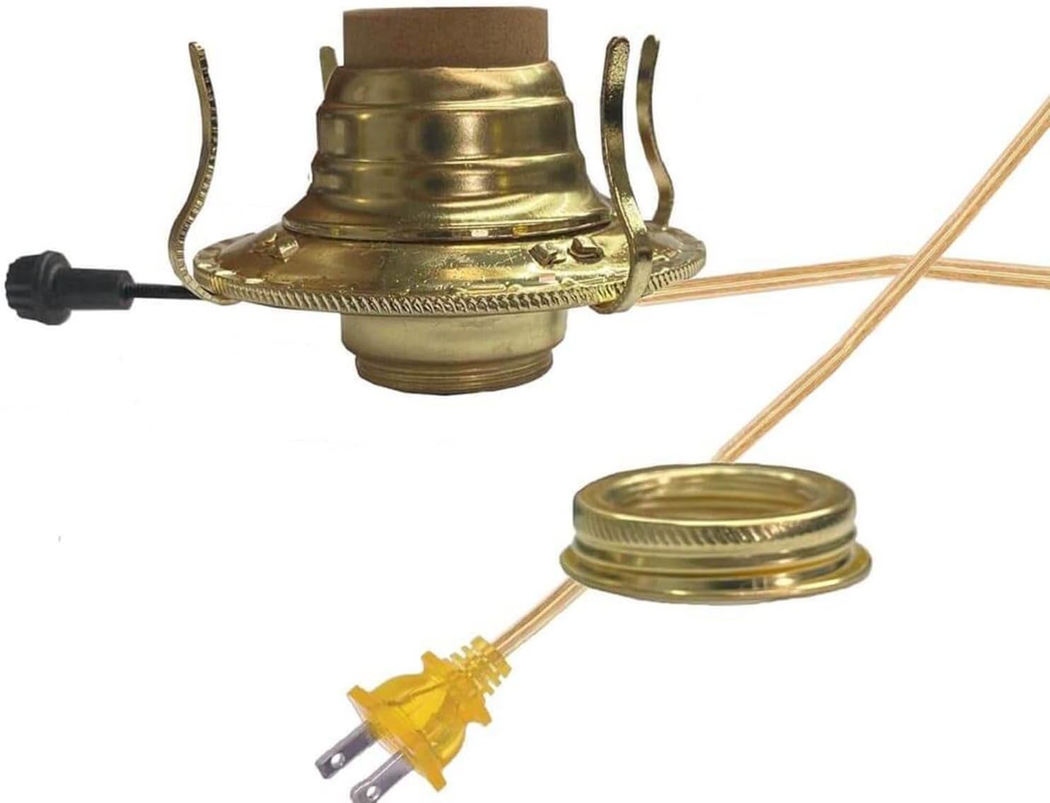Lehman's Oil to Electric Conversion Kit - B&P #2 Set Converts Oil Lamp to Use Electricity, Goldtone