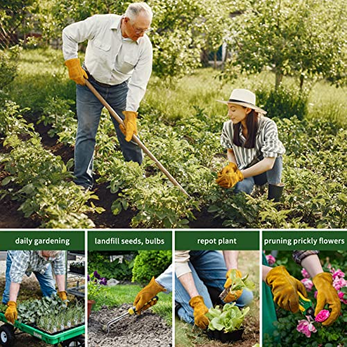 Bessteven Gardening Work Gloves Leather: Garden Thorn Proof Cowhide Gardening Gloves For Men Women Gardener Gifts thumb #2