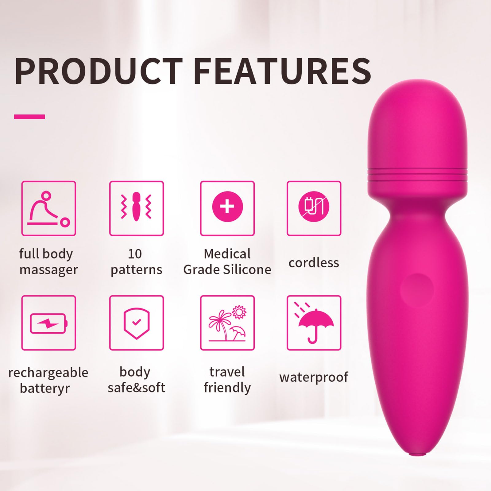 Amazon.com: Mini Massager,Small Cordless Handheld Massager with 10 Quiet  Vibration Modes, Personal Rechargeable Massager for Neck Shoulder Back Body  : Health & Household