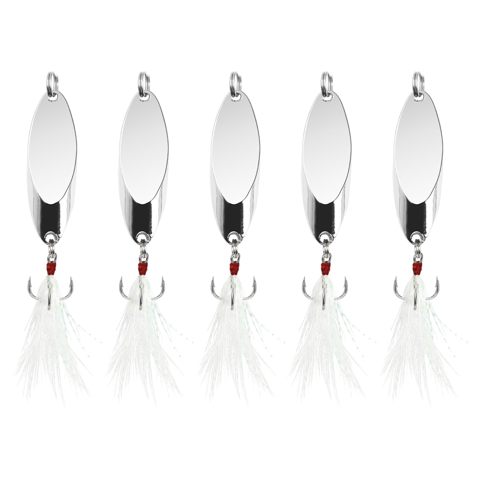 Angellöffel, Angelköder, Gießlöffel, Metalljigköder, Forellenköder für Süß- / Salzwasser, reflektierende Löffel, Köder mit Drillingshaken, Angelzubehör, 4,8 g - 18 g, 5 Stück