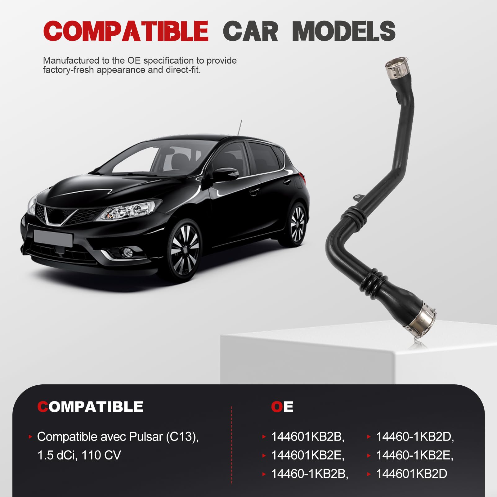 KASturbo Manguera turbo de aire de carga para Nissan NV200 Evalia 1.5 dCi de repuesto para 144601KB2D