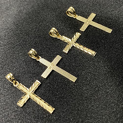 Ioka - 14K Yellow Gold Small Cross Pendant Religious Charm Thin Pendant For Necklace Or Chain #TOP3