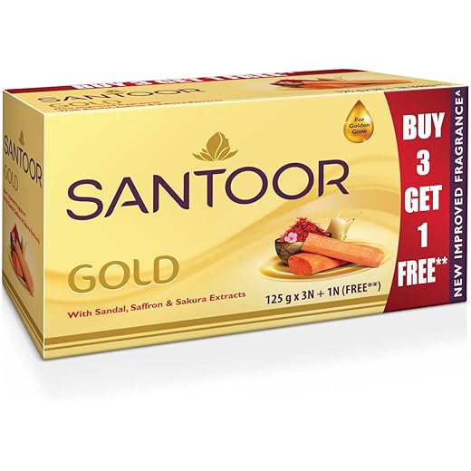 Santoor Gold Soap 125g Pack of 4