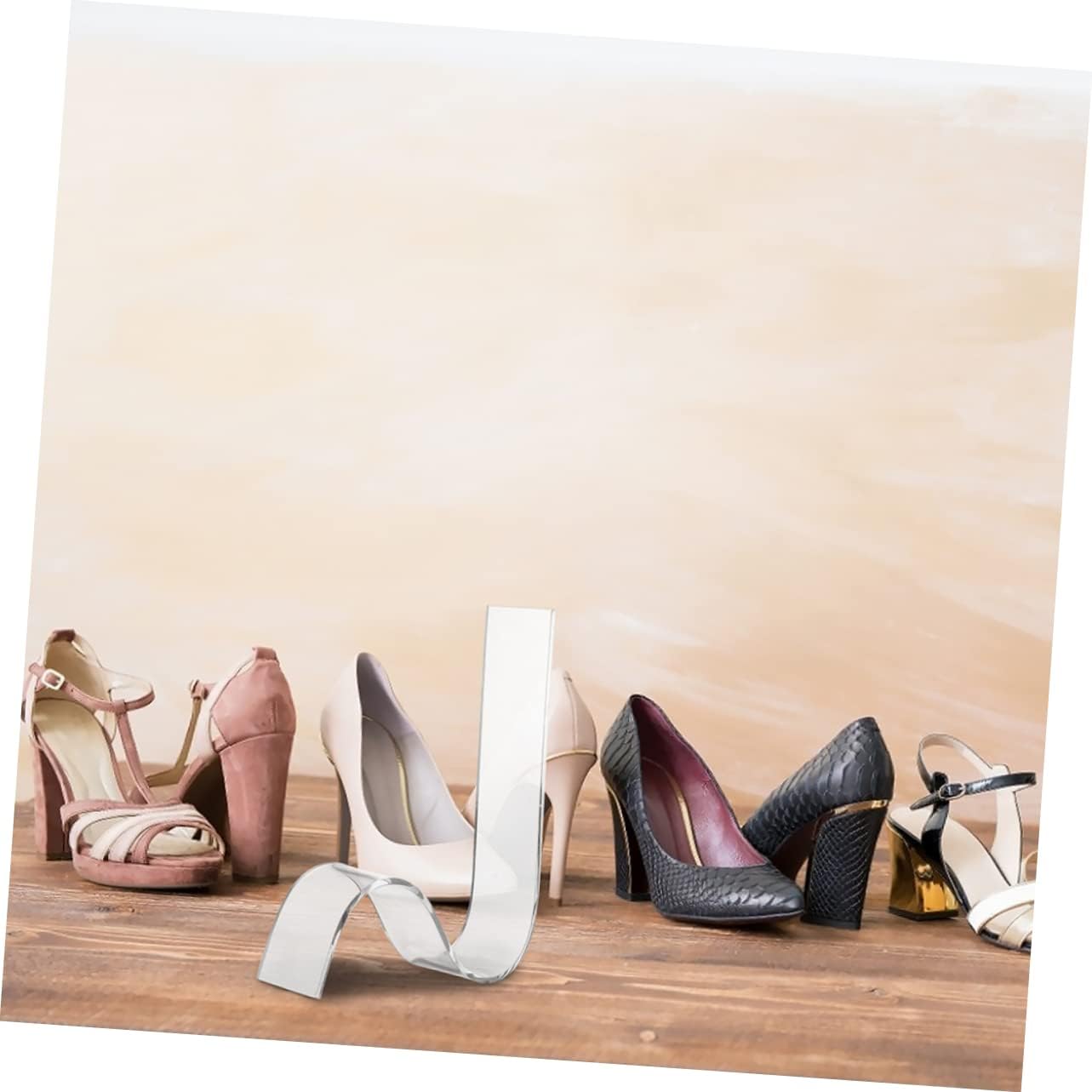 Ciieeo 6pcs Transparent Acrylic Shoe Display Stands for High-Heeled Shoes Retail Store Racks for Women's Footwear Smooth Design for Supermarkets and Exhibitions