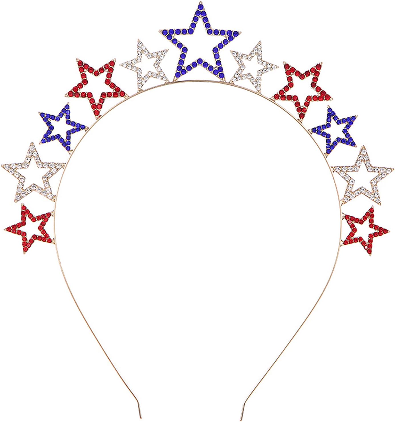 Soochat4th of July Headband Rhinestone Patriotic Headband Crystal Star Hairband for Independence Day Party Hair Accessories
