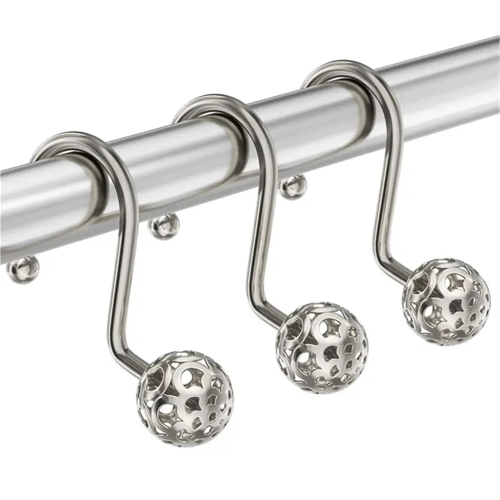Shower Curtain Hooks 12Pcs Shower Curtain Hooks,Metal Decorative Rust Proof,Nickel For Liner