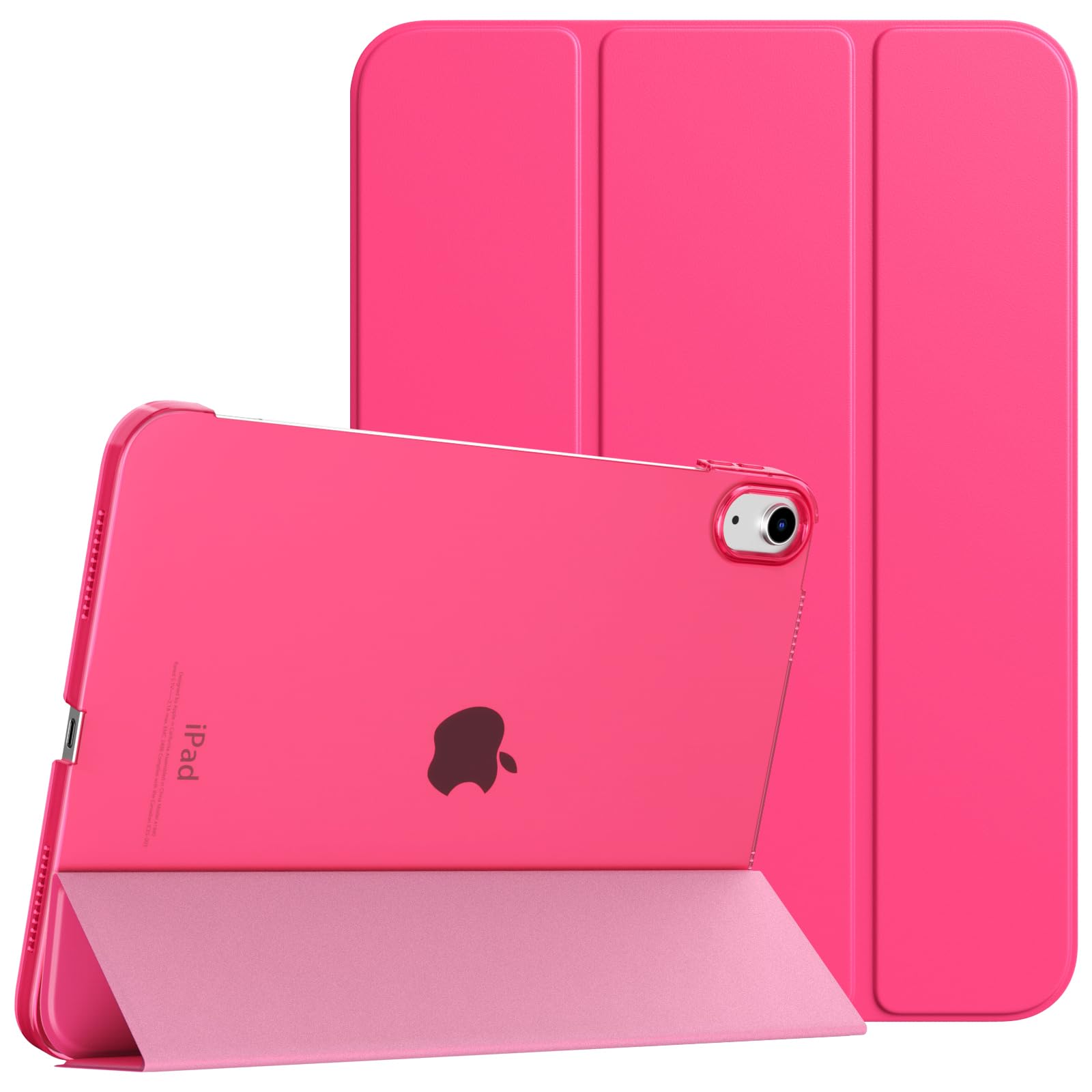 TiMOVO Cover Custodia Compatibile con iPad (A16) 11 Generazione 11 Pollici 2025/iPad 10 Generazione 10,9" 2022, Retro in PC Rigido Semi-Trasparente, Auto Sveglia/Sonno, Rosa Brillante