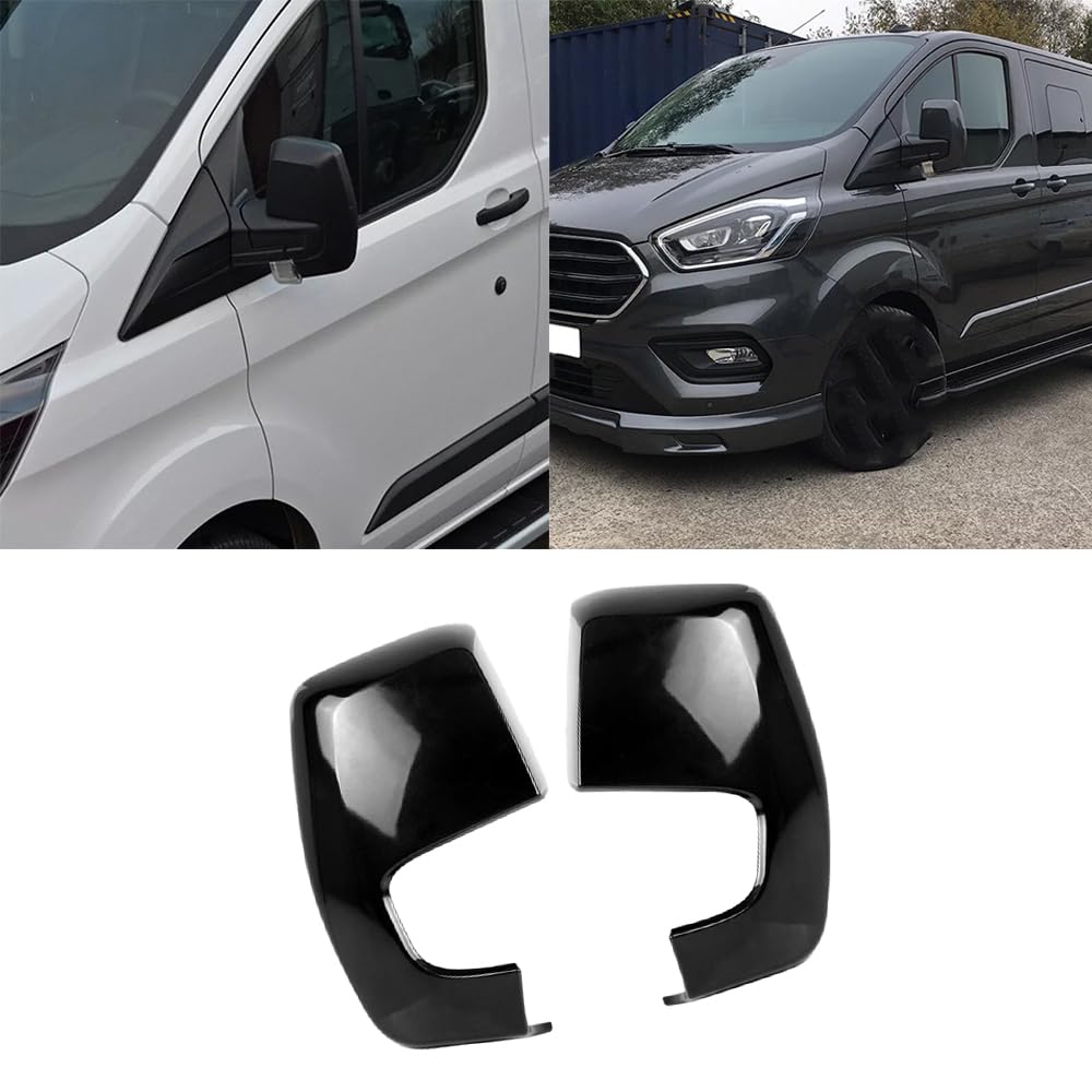 Pokrowce na lusterka skrzydła samochodu, zamienne osłony lusterek bocznych, wykończenie kompatybilne z Ford Transit Tourneo Custom 2012-2023 1809084, błyszczące czarne