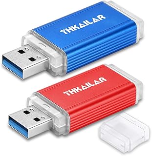 128GB Memory Stick Thumb Drive:THKAILAR 2Pack Flash Drive USB Stick Clé USB Key 3.0 Clef Pen Drive for PC Laptop TV (128GB×2, 2Pack(Red+Blue)-USB 3.0-128GB)