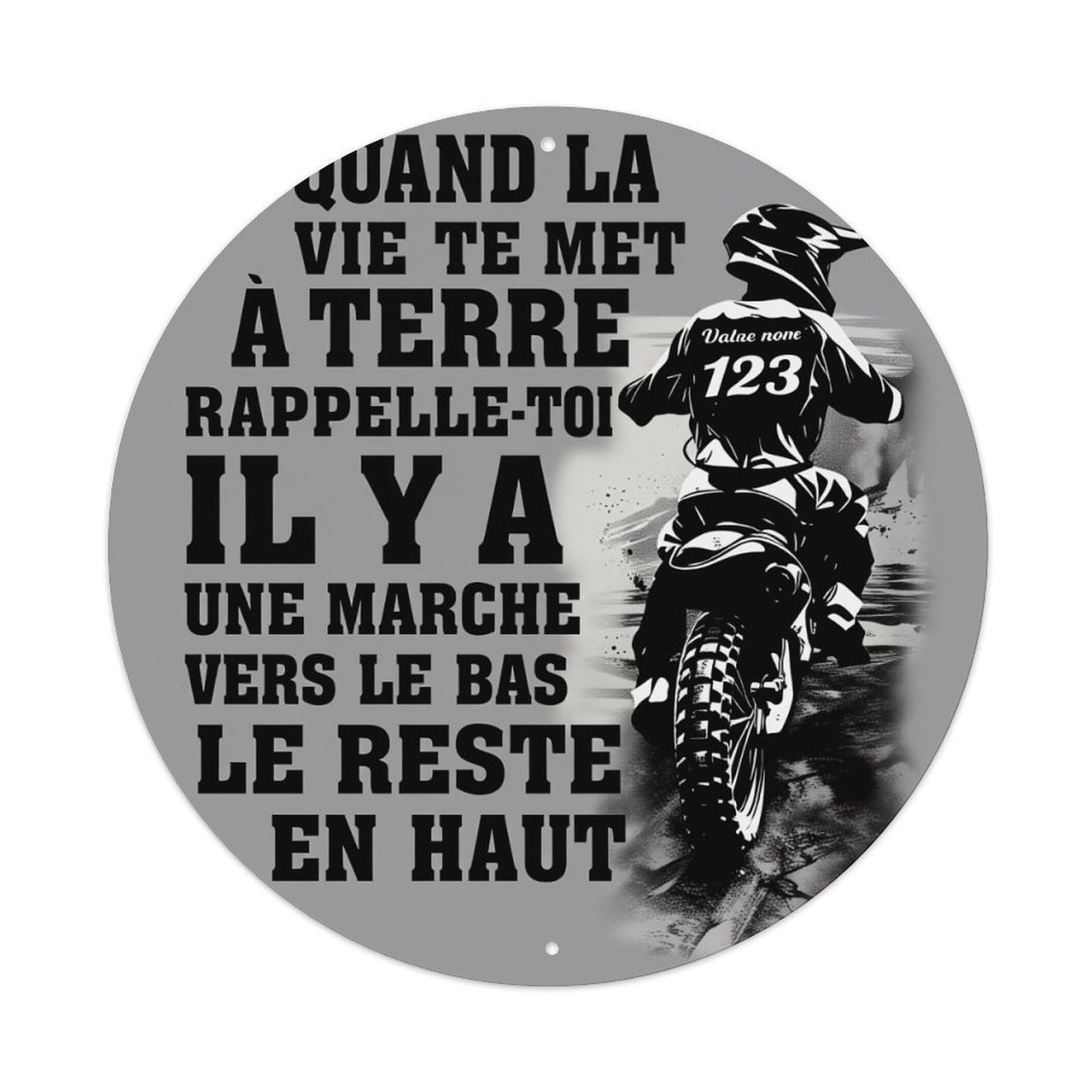 Motorcycle Rider On Track Round Tin Sign Vintage Metal Poster, Home Bar Garage Man Cave Cafe Indoor & Outdoor Wall Decoration 8x8Inches