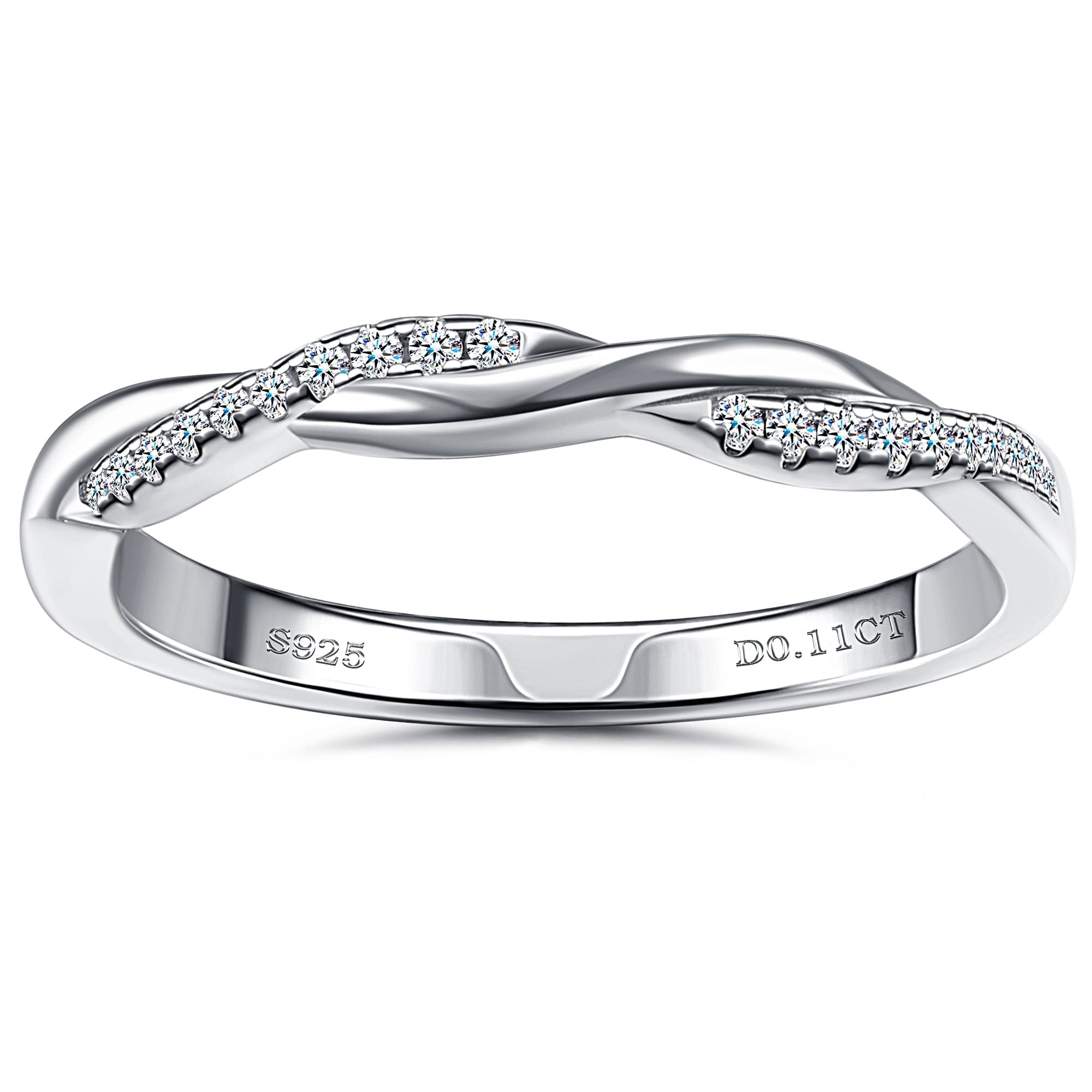 Moissanite Engagement Ring 0.11ct Brilliant Round Cut D Color VVS1 Clarity Lab Created Diamond Eternity Rings 18K White Gold Plated Hypoallergenic Sterling Silver Wedding Rings for Women