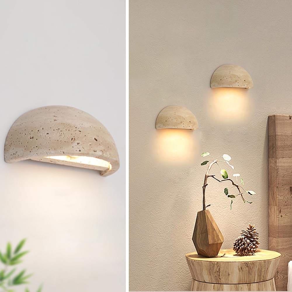 WOSBO Yellow Travertine Wall Sconce, 5.9