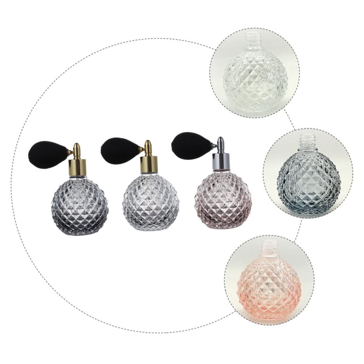 Homoyoyo Glas Parfümzerstäuber 3 Stück im Vintage Stil, Nachfüllbar, 100ml