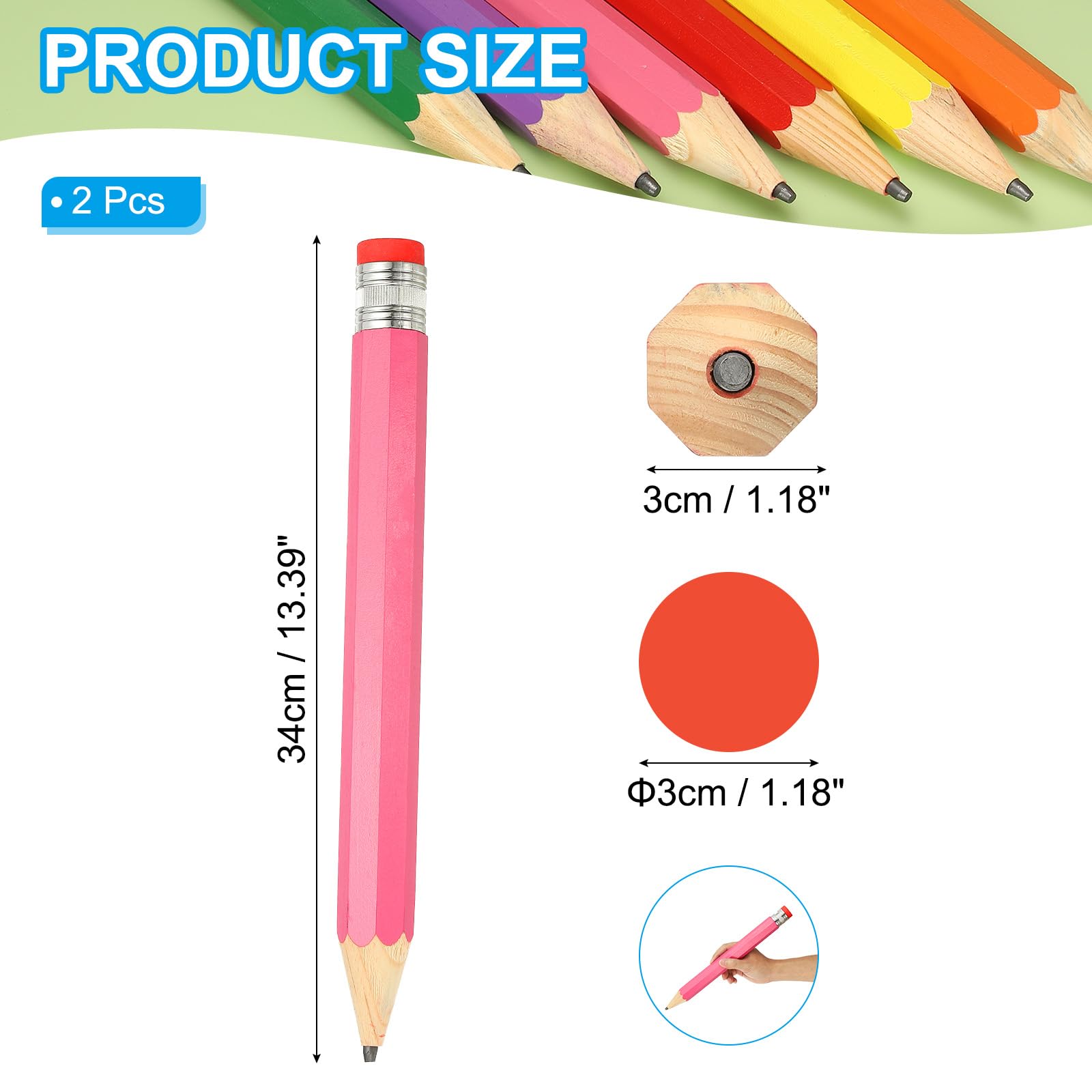 PATIKIL 2 Pcs Wooden Giant Pencil - Image 2