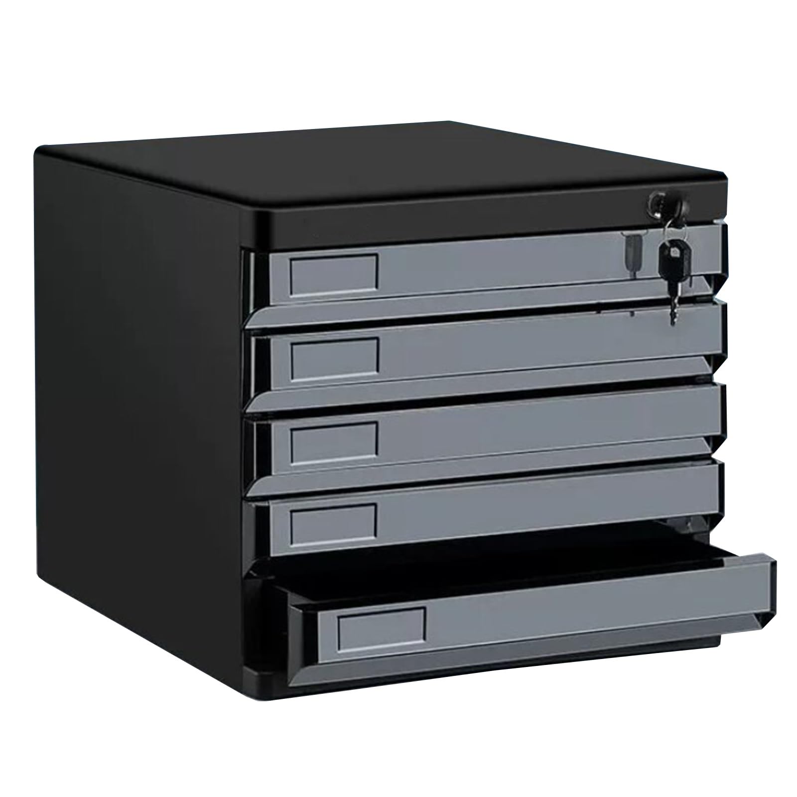 ASerZenith 5-Drawer Lockable File Nizer – A4 Letter Document Storage Cabinet For Office Home Use Desktop Folders & Papers Archive On Countertop,Black-5