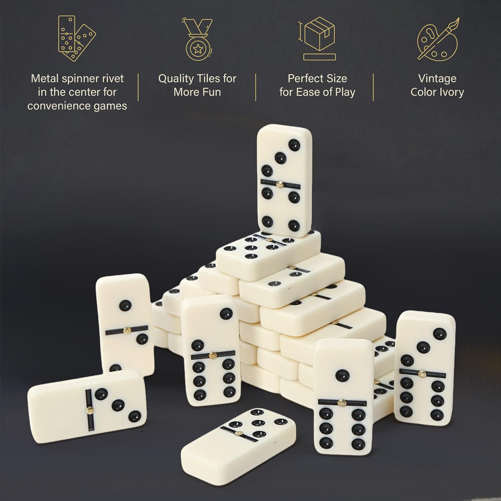 MOMAHUA D6 Domino Set including Wooden Box, 28 Pieces Dominoes Set including Sliding Lid, Classic Retro Domino Game - Image 3