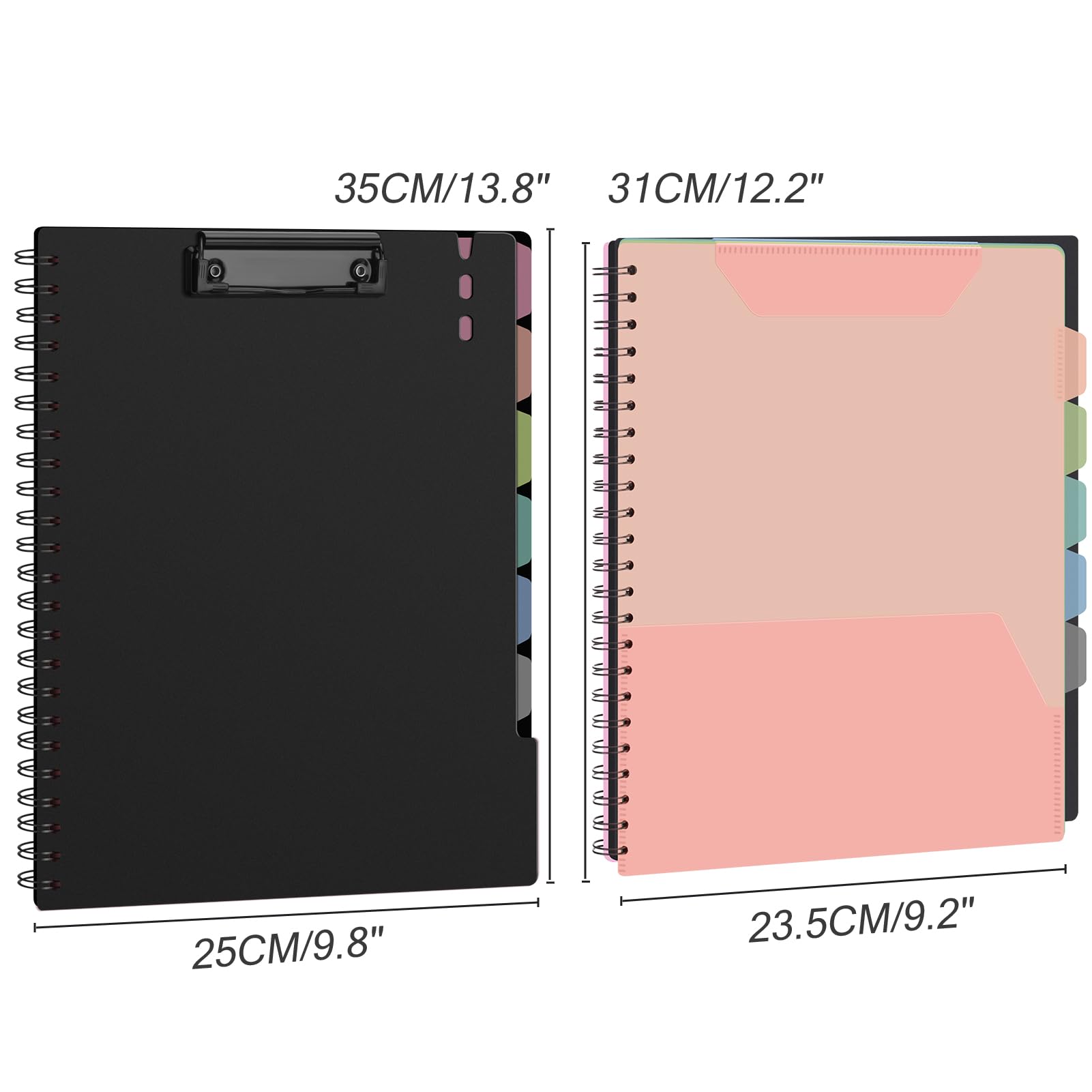 Uquelic Clipboard Folder A4 with Storage, 6 Double-Sided Half Pockets Project Organizer with Zipper Pouch - Image 4