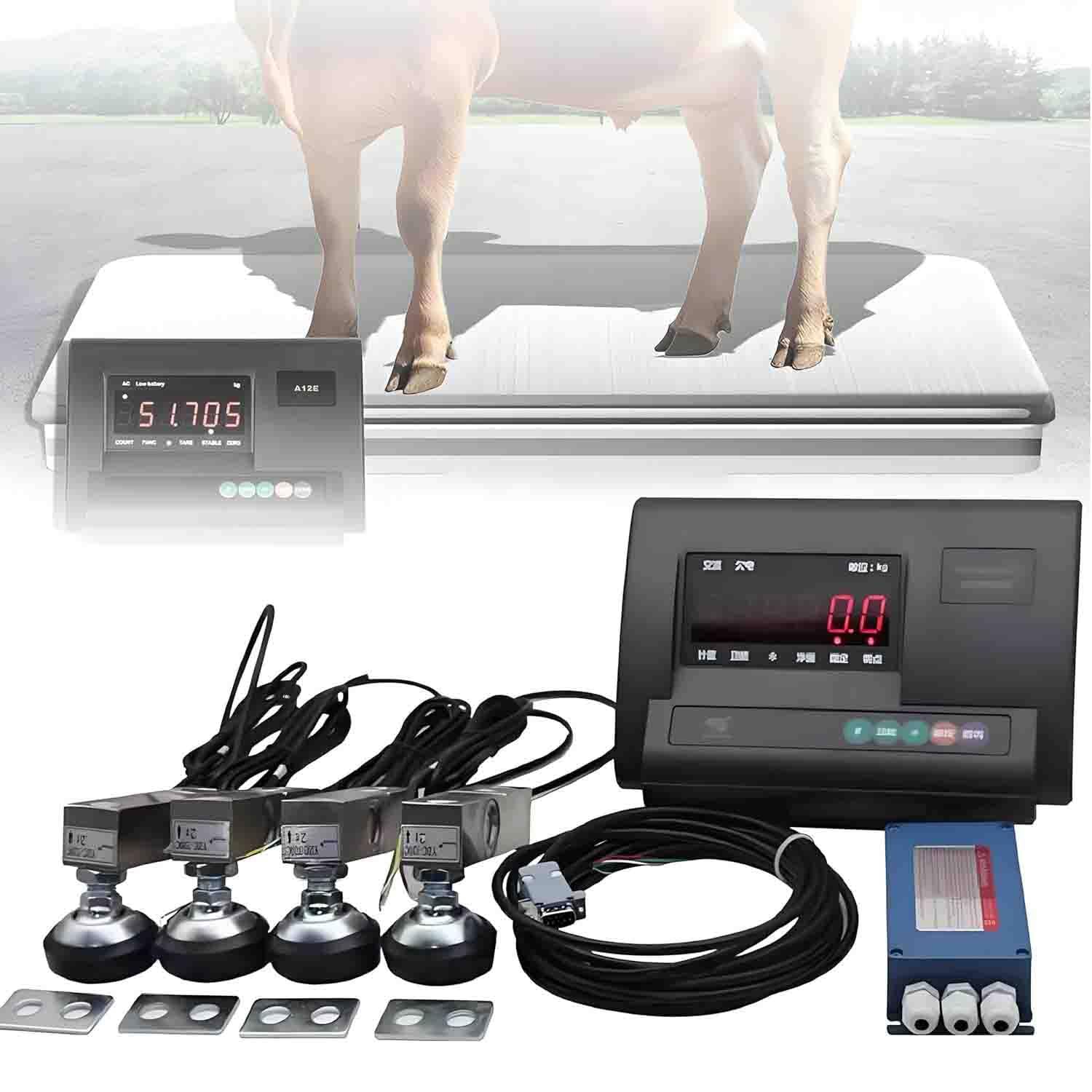 UORDBY High Precision Livestock Scale Kit,Scale Load Cell Scale Kit Platform, Maximum Load 5000kg, Animal Scale Kit, Loadometer Floor Scales for Animal Cattle Goat Pigs Horse Sheep 5000kg