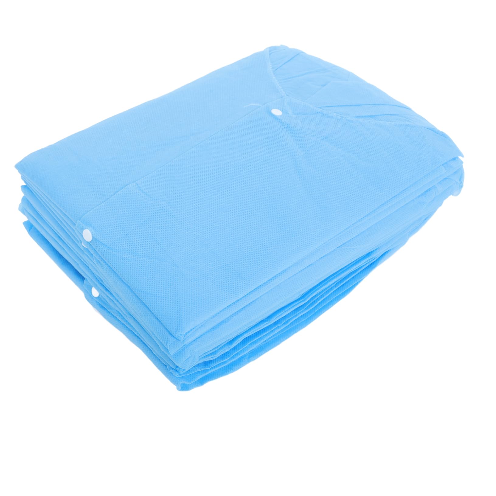 Cabilock 10 Einweg Laborkittel für Erwachsene Vliesstoff Blau Knöpfe Unisex 3XL 10 Stück für Arbeitsplatzumgebungen