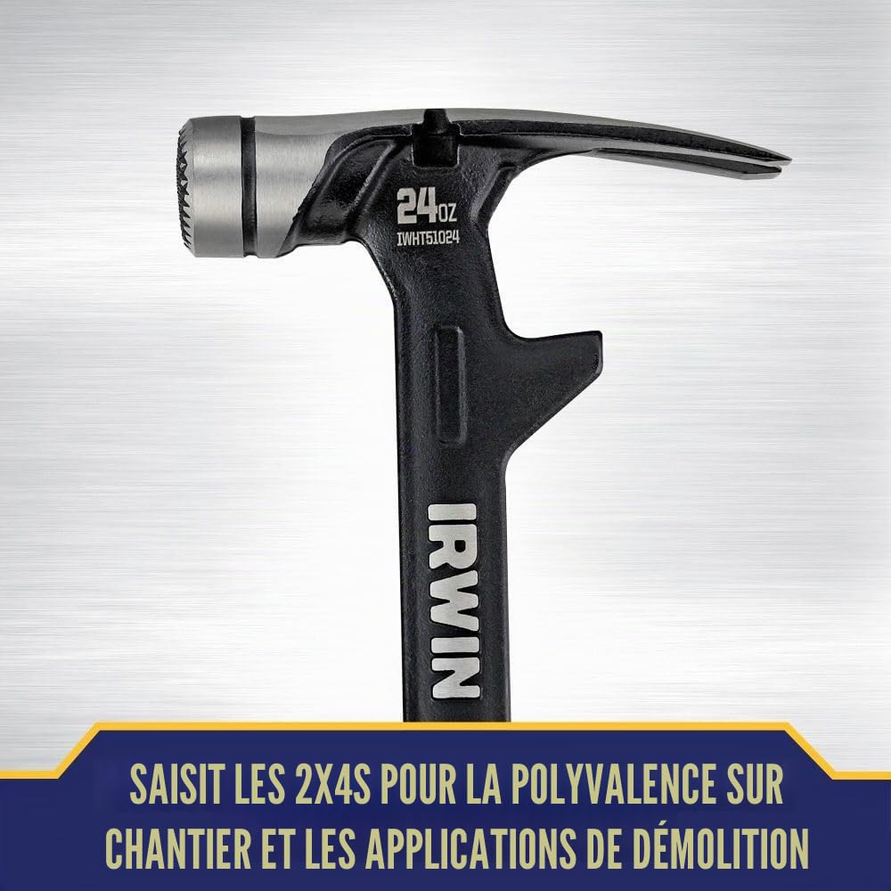 Marteau IRWIN, marteau de charpente en acier de démolition de 24 oz (IWHT51024)