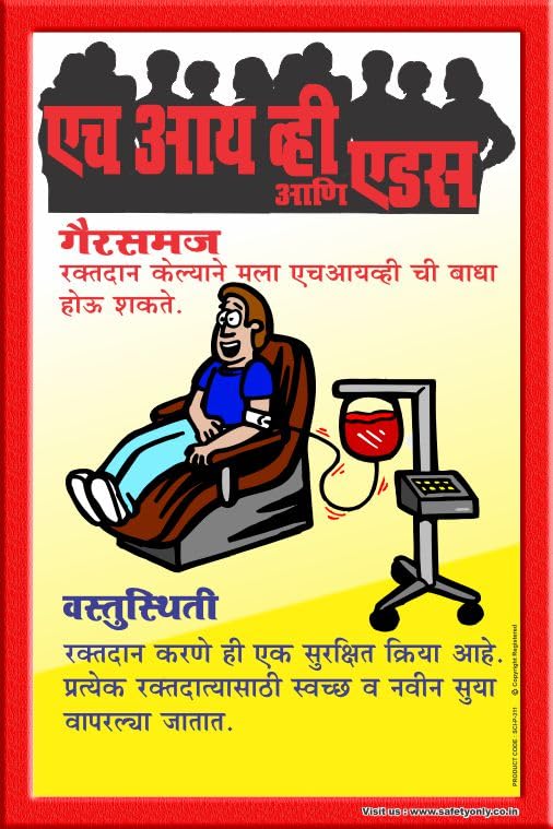 HIV & AIDS Awareness Wall Art Poster (Marathi) – Educational Health Safety Poster for Clinics, Hospitals, Schools & Workplaces – Motivational Wall Decor (2x3 Feet, Star Flex - Unframed)-image-10