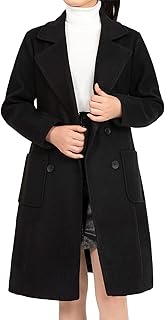 women's Notch Lapel Double Breasted Wool Blend Peacoat Mid-Long Fall Winter Essential Trench Coat