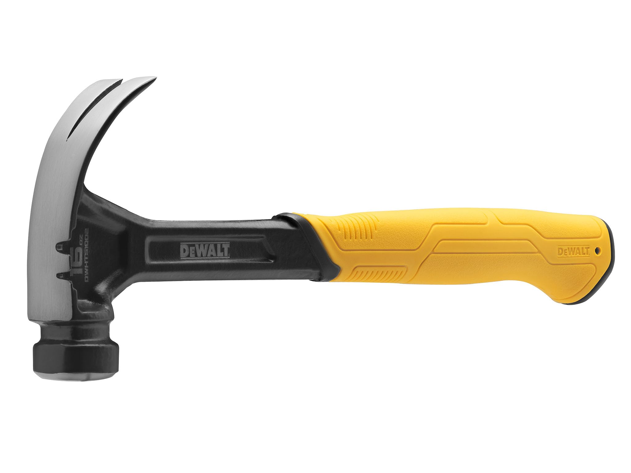 Dewalt Curve Claw Smooth Face Hammer 454g (16oz), Fitted with a Soft Grip Handle for Added Comfort, Yellow - Image 2