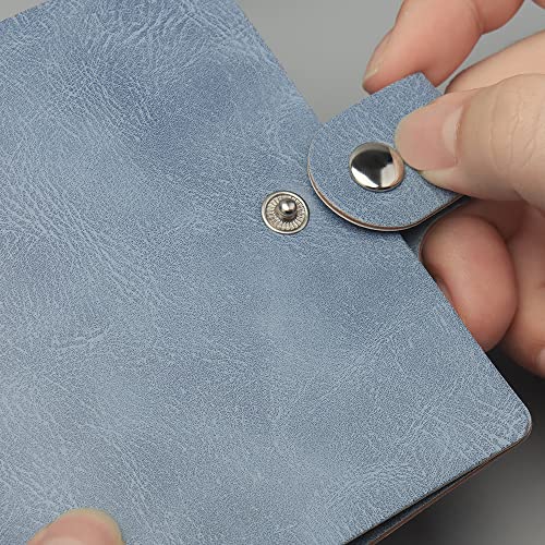 Mini Binder Cover Blue 3-Ring Binder Pu Leather Notebook Binder Round Ring Mini Binder With Snap Button Closure Refillable Binder Cover Protector For Personal Planner (Blue) #TOP1