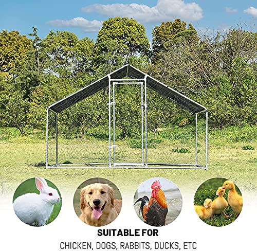 Metall-Hühnerstall, begehbarer Käfig mit großer Abdeckung für Gartenstall, für draußen, Kaninchen, Geflügel, 3 x 3 m – Bild 4