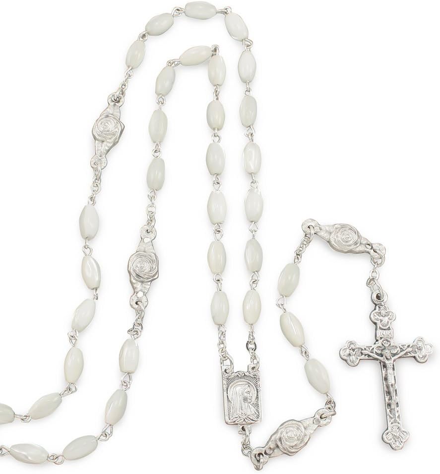 Rosary Our Lady of Lourdes Oval Mother of Pearl Beads
