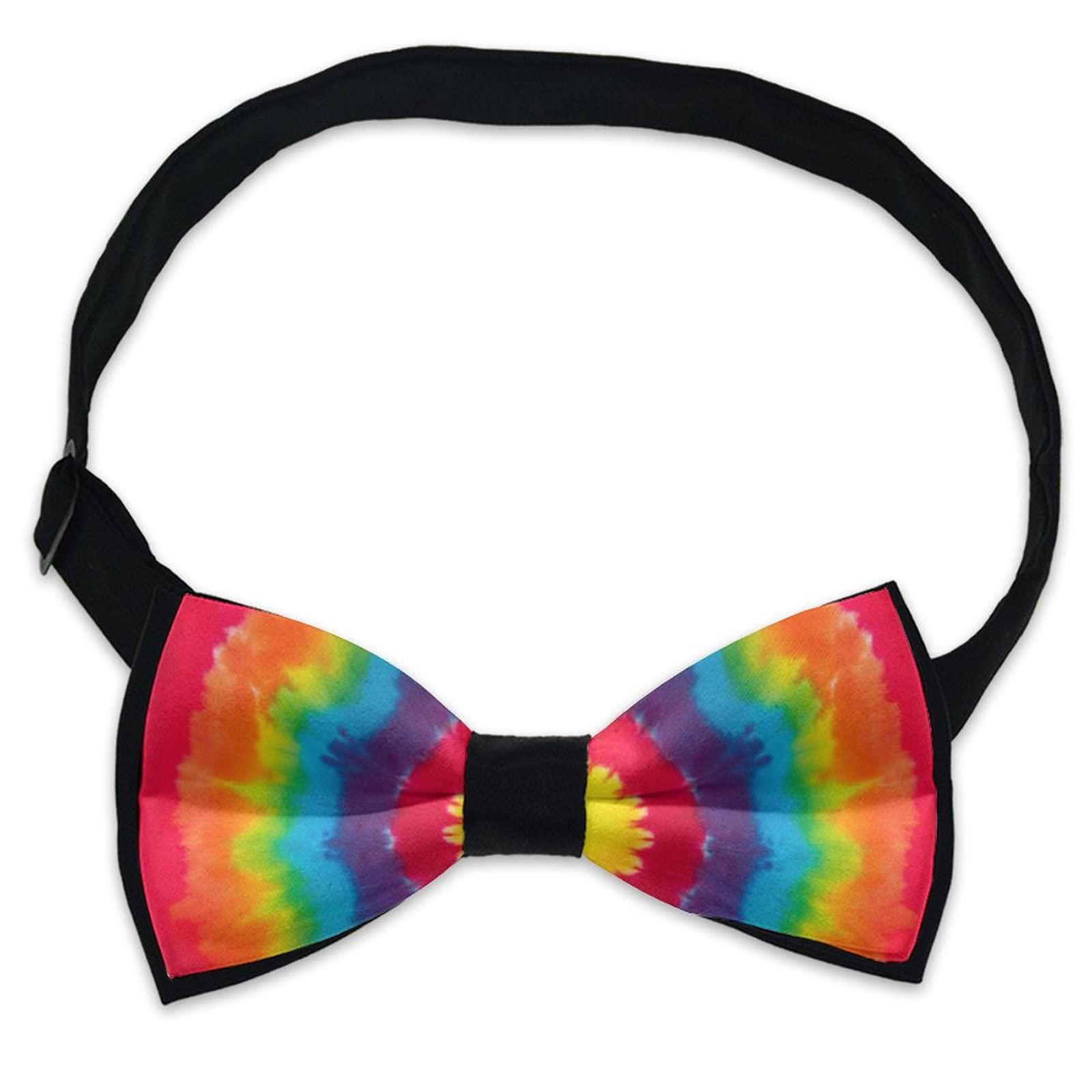 RIMENCH Adults & Children Red Yellow Blue Green Colorful Tie Dye Bow Tie Pre-Tied Satin Formal Tuxedo Tie Novel Necktie for Wedding, Party, Dress up, Christmas