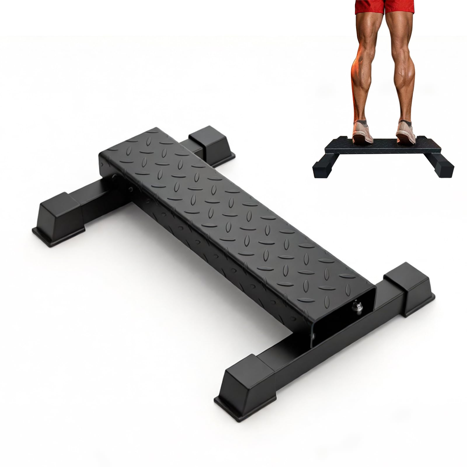 Entraîneur de mollet, barre de levage polyvalente, bloc de mollet en acier massif antidérapant pour levés de mollets, squats, étirements des pieds et exercices de dip, fitness à domicile, stable et