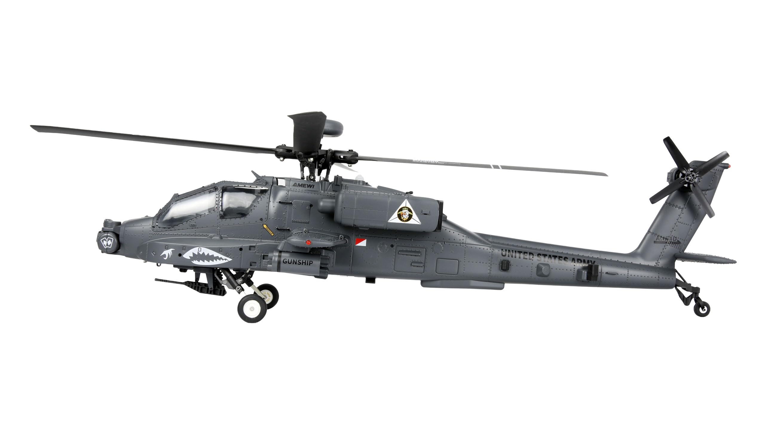 Amewi Apache AH-64D CP Helikopter 6G/3D RTF grau inkl. Fernsteuerung, Akku, Ladekabel, Zubehör