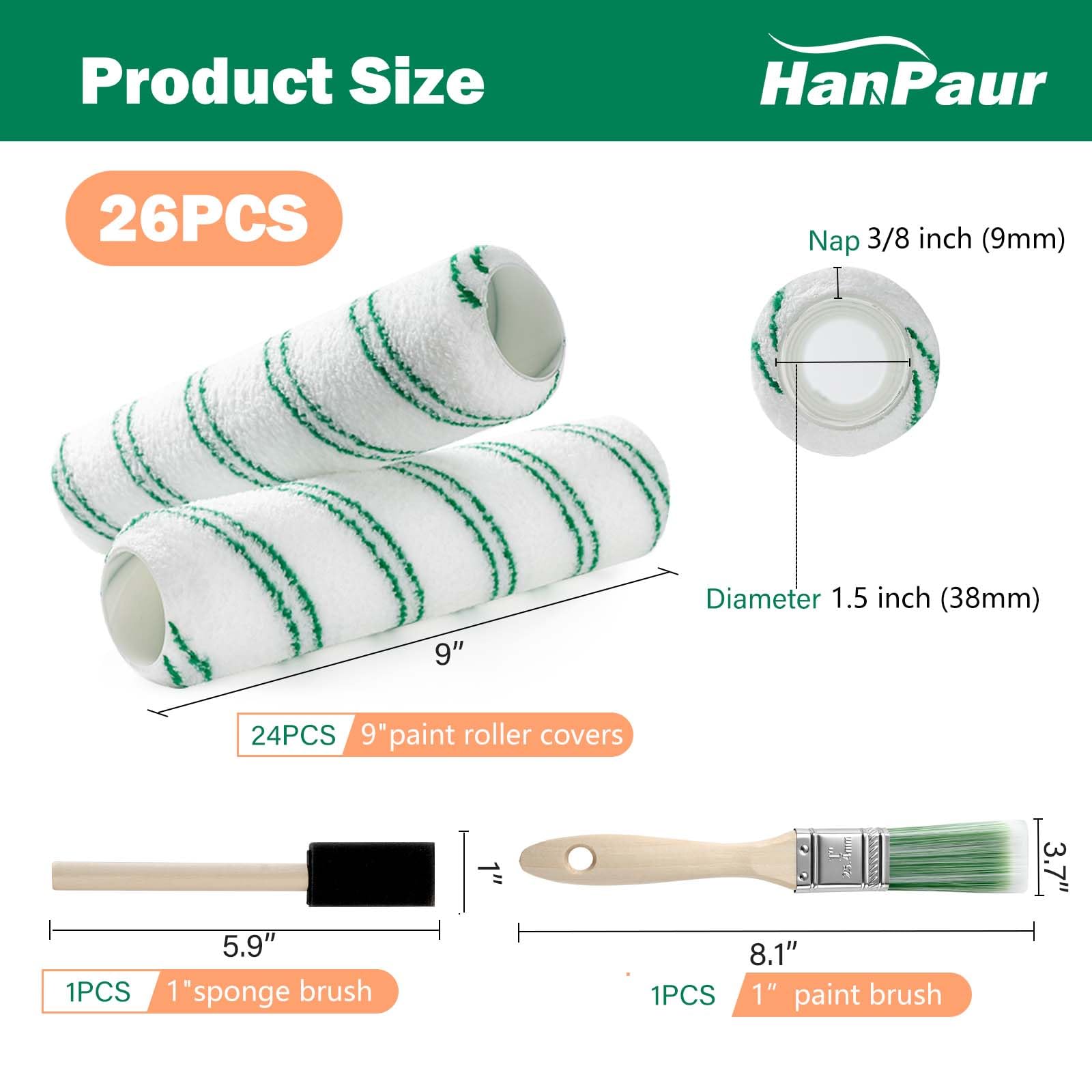 Microfiber Paint Roller Kit - 24 Roller Covers -8