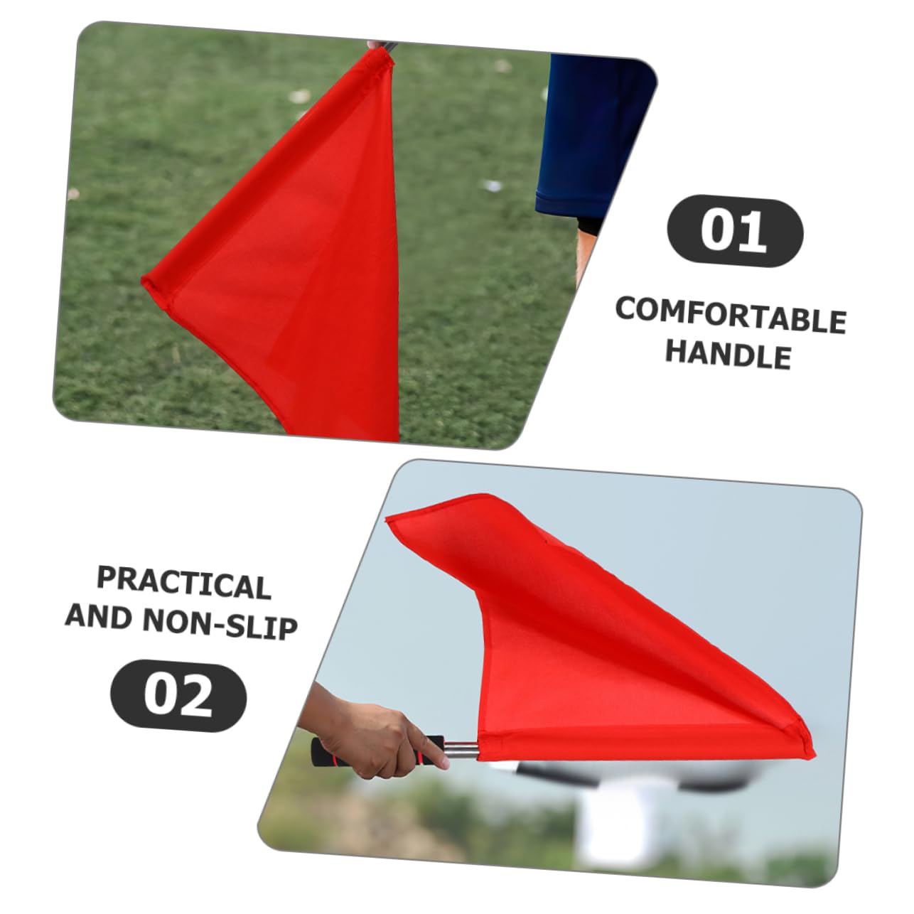 BESPORTBLE Stainless Steel Signal Flag with Sponge Handle Comfortable Referee Flag for Sports Matches for Game Competition Durable and Reliable Material