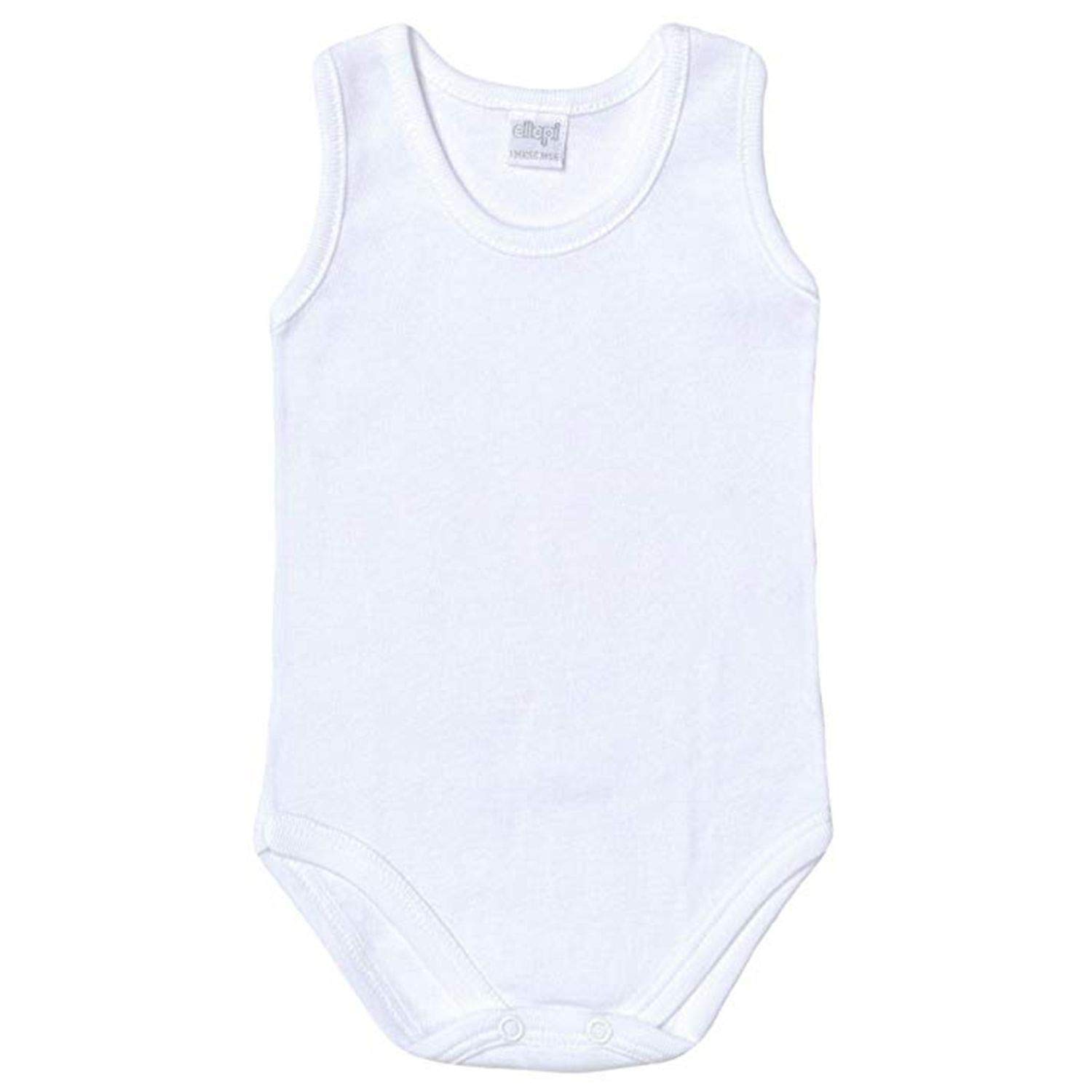 Ellepi 6 Body Neonato Neonato in Puro Cotone Anallergico con Cuciture Comfort Colore Bianco Spalla Larga o Mezza Manica