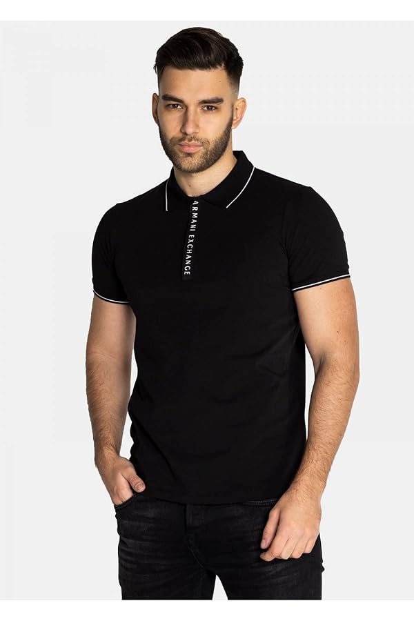Armani Exchange Men's Slim Fit Stretch Cotton Jersey Logo Zip Polo, Black, X-Small by Armani Exchange - Used condition - Image 2
