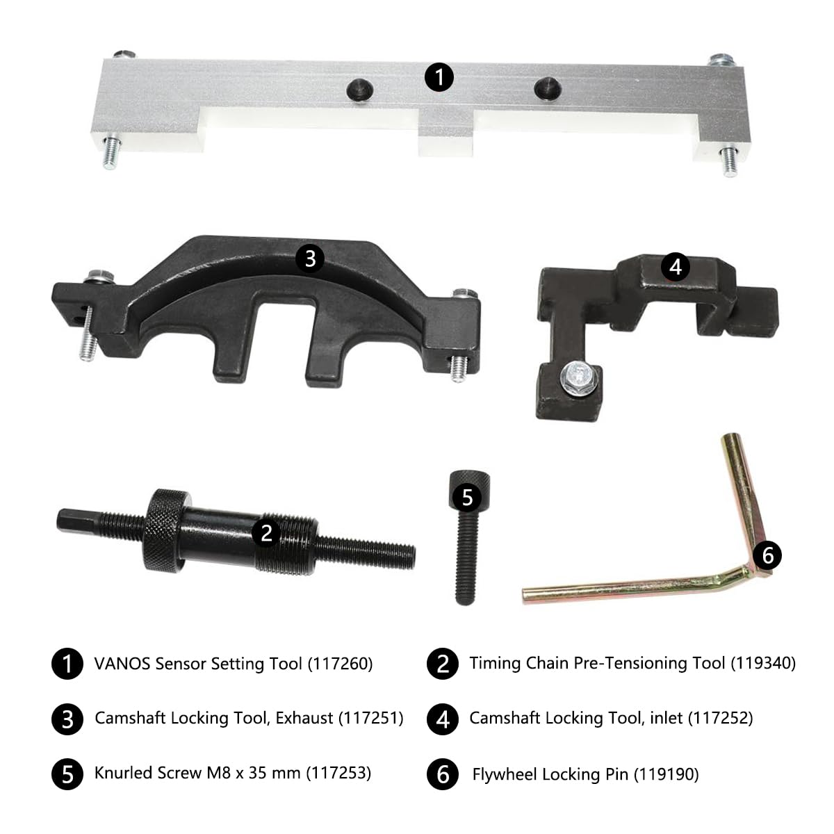 DPTOOL Kit d'outils de Calage d'arbre à cames de Vilebrequin de Moteur Compatible avec BMW N40 N45 N45T 116i 316i Remplace 117260, 119340, 119341, 117250, 117251, 117252, 117253, 119190