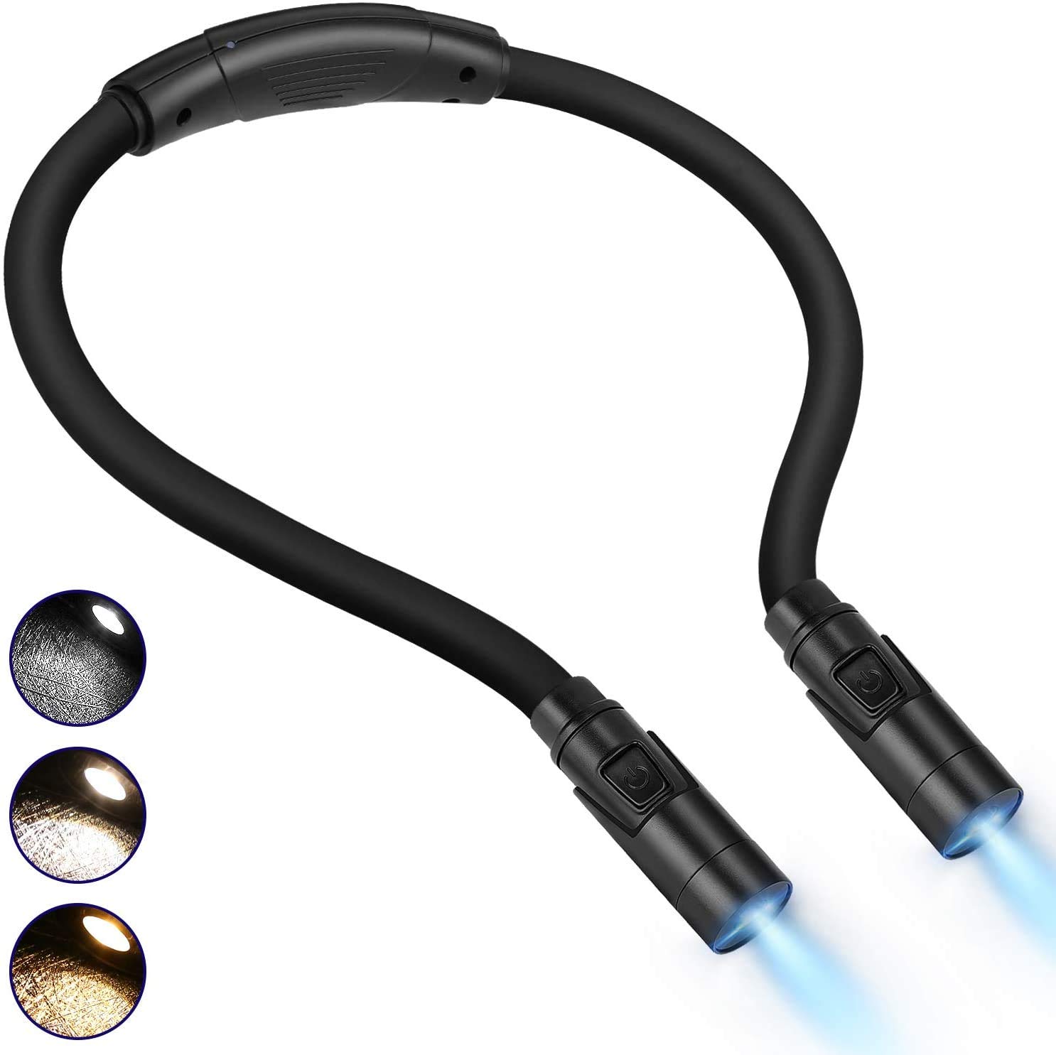 LUXJET9 Modes LED Book Light Neck Lamp, LED Reading Lights with 3 Colours and 3 Brightness Levels, Hug Book Light for Reading in Bed at Night, Knitting, Handcraft Work, Crochet