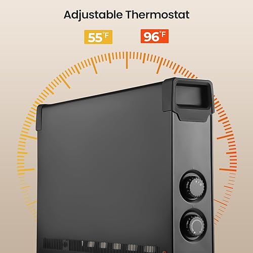 Miniatura 5 de Calentador de panel de convección, calentador de espacio portátil independiente de 1500 W, distribución rápida del calor, calentadores eléctricos de