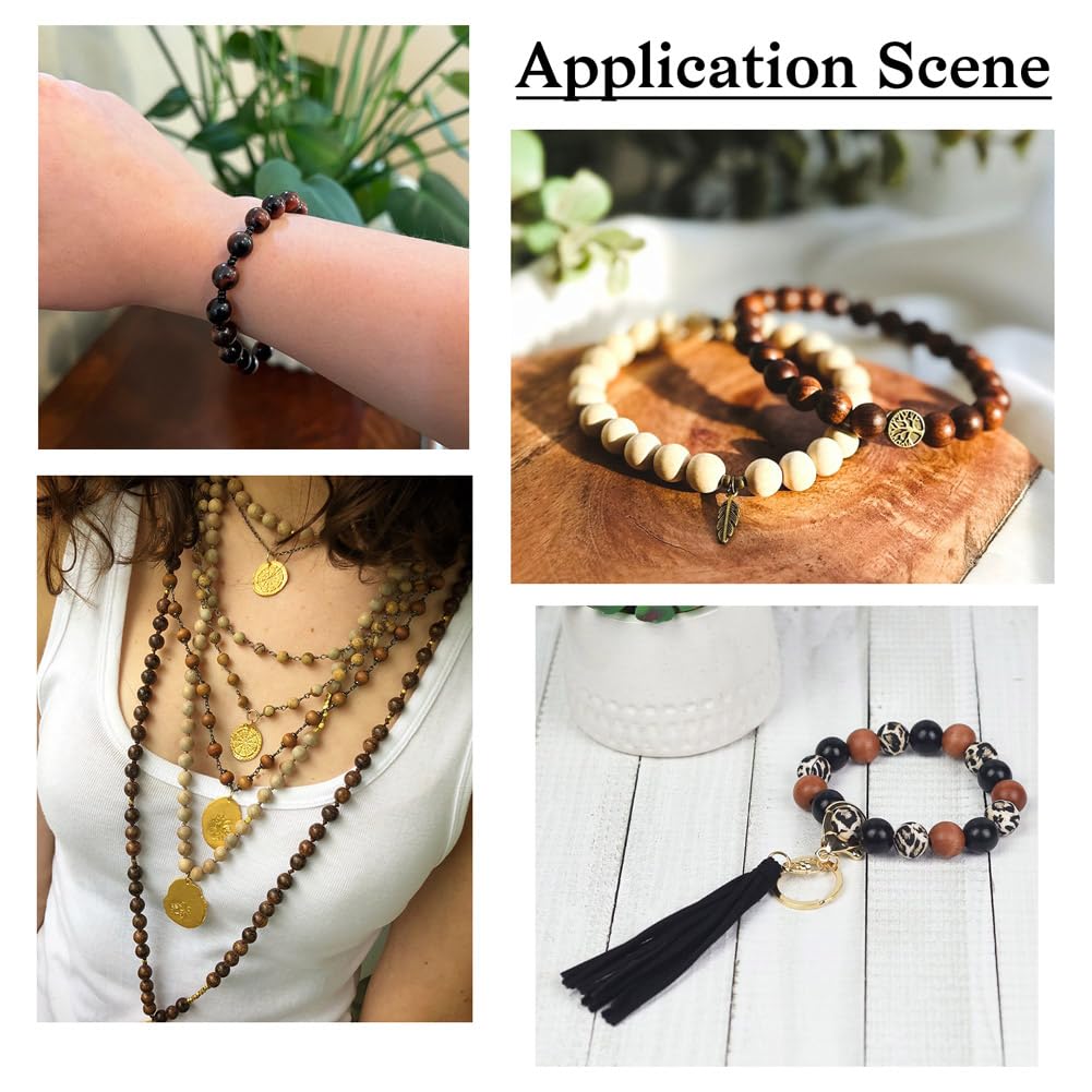 400 Perline Di Legno Stampate Con Motivi Bohémien - Kit Per Bracciali
