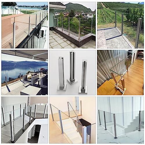 Słupek ogrodzeniowy ze srebrnej balustrady do szkła hartowanego 10-12 mm, tralka na schody, pokłady i podesty, słupki środkowe, narożne i końcowe do ogrodu, przedpokoju i tarasu
